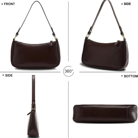 Vegan Leather Shoulder Bag with Removable Straps Women's Tote Purse - Picture 4 of 7